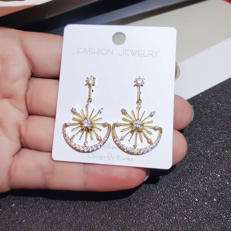 Bông Tai Đính Đá Zircon Lấp Lánh Phong Cách Hàn Quốc Thời Trang Cho Nữ