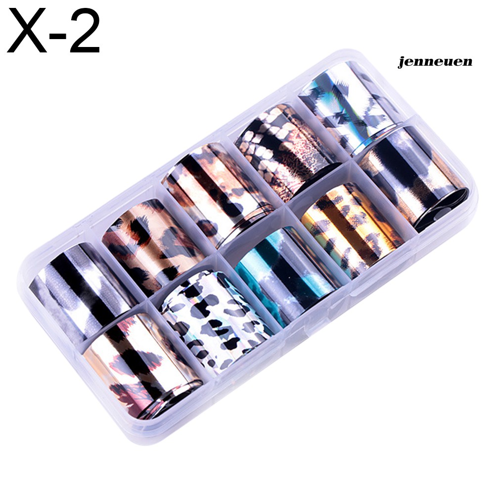 [Hàng mới về] Bộ 10 Cuộn Giấy Lá Kim Loại Lập Thể Dán Móng Trang Trí Nghệ Thuật