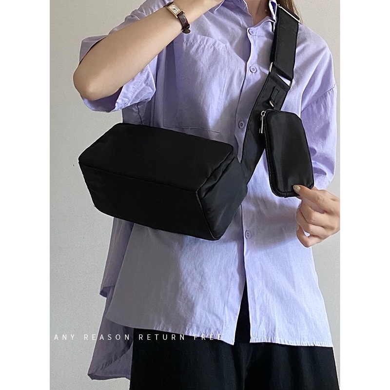 Túi Đeo JASMIN NOIR Chéo Vai Bằng Nylon Hình Gối Thiết Kế Đơn Giản Dành Cho Nữ