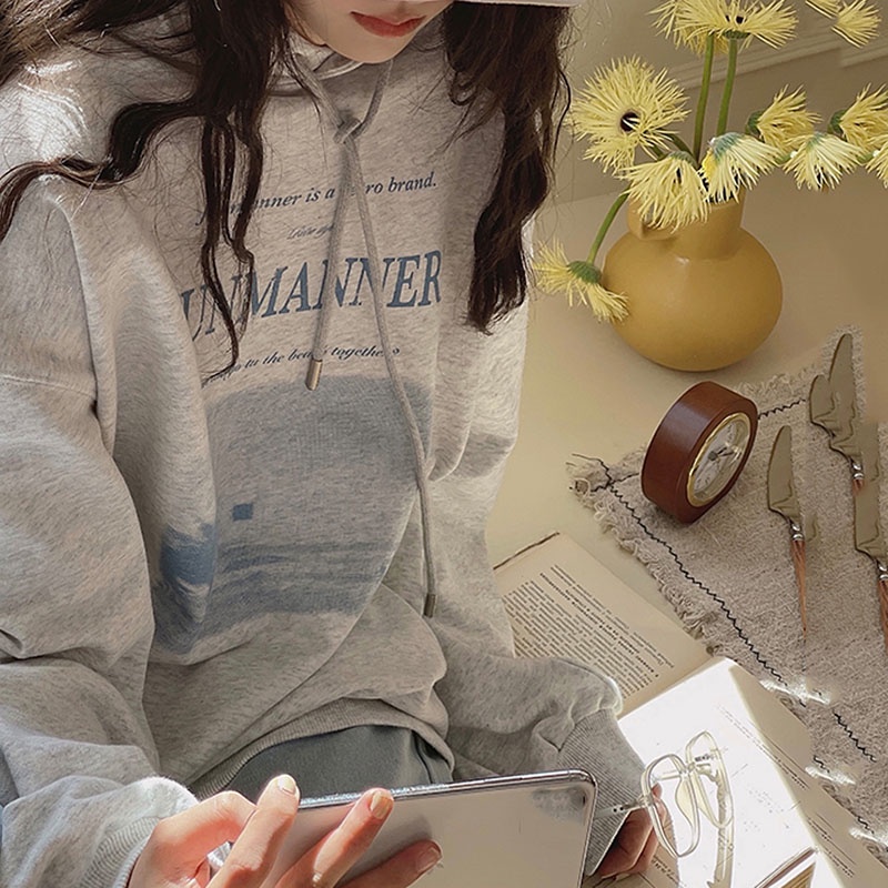 Áo hoodie IELGY in chữ phong cách retro thời trang dành cho nữ