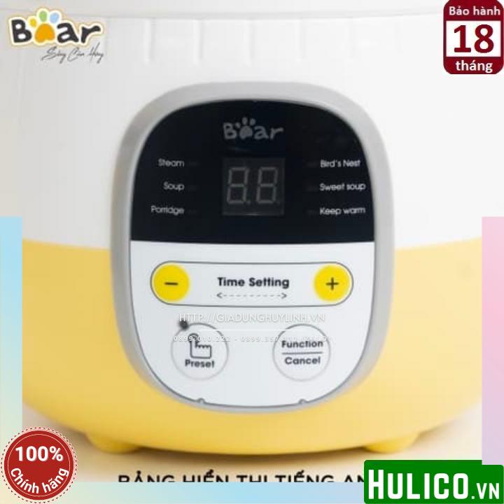 Nồi nấu chậm, chưng yến, nấu cách thuỷ Bear SUBE001 - Lõi sứ 0.8 lít - Kèm xửng hấp 1 lít