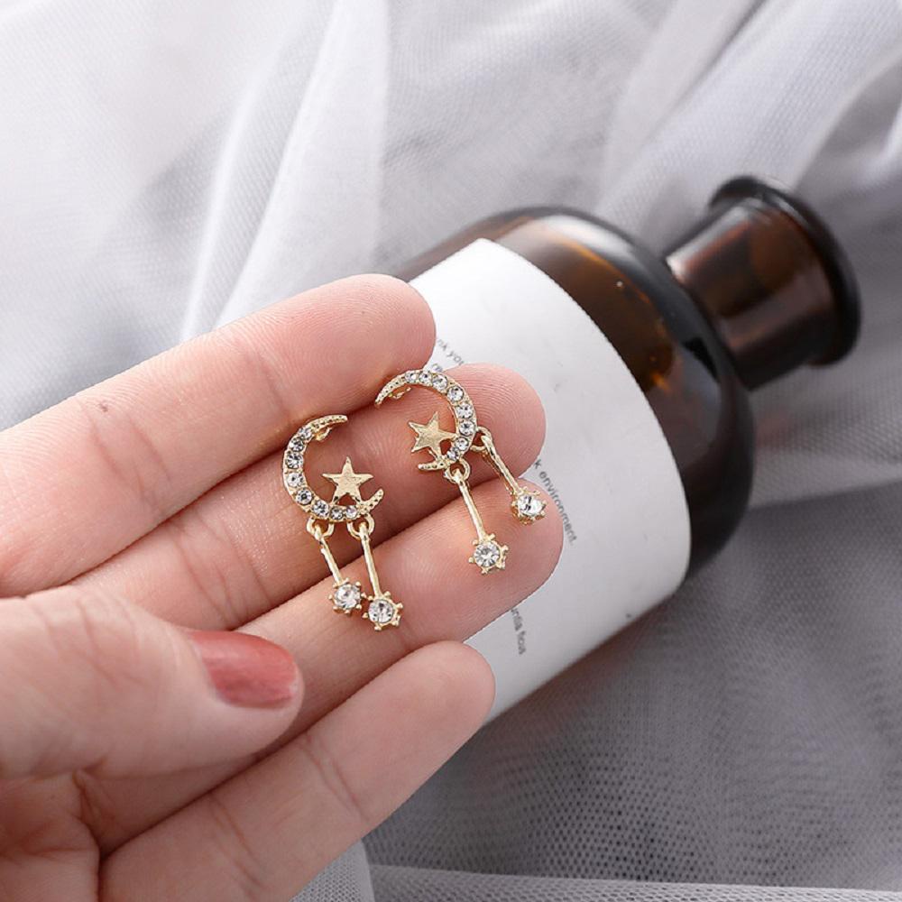 JARRED Bông Tai Mạ Bạc 925 Hình Mặt Trăng Thời Trang