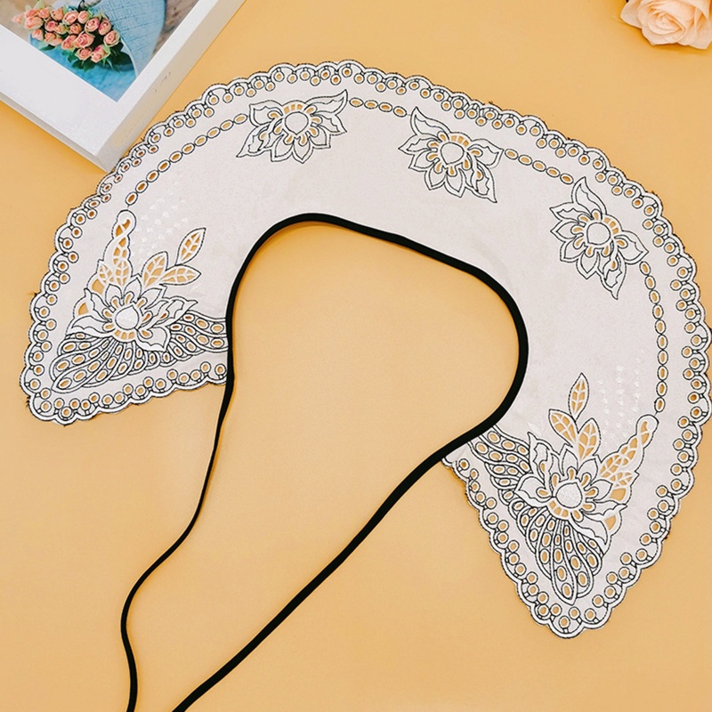 Khăn Choàng Cổ Rỗng Thêu Hoa Phối Nơ Có Thể Tháo Rời Cho Nữ