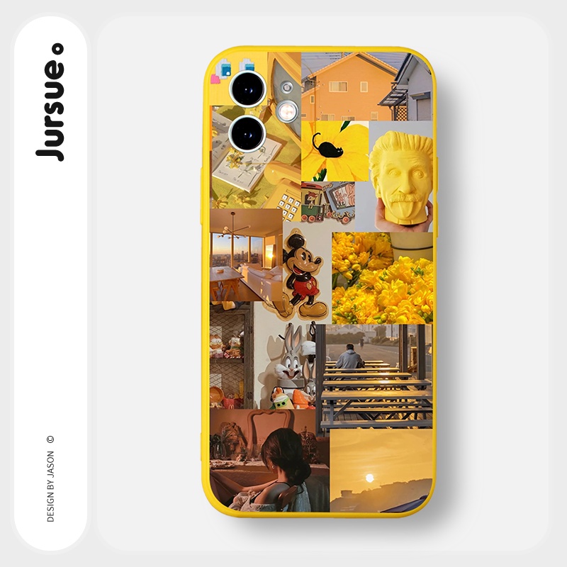 Ốp lưng JURSUE mềm hoạt hình dễ thương đẹp cho iPhone 13 12 11 Pro Max SE 2020 X XR XS 8 7 ip 6S 6 Plus Y1987
