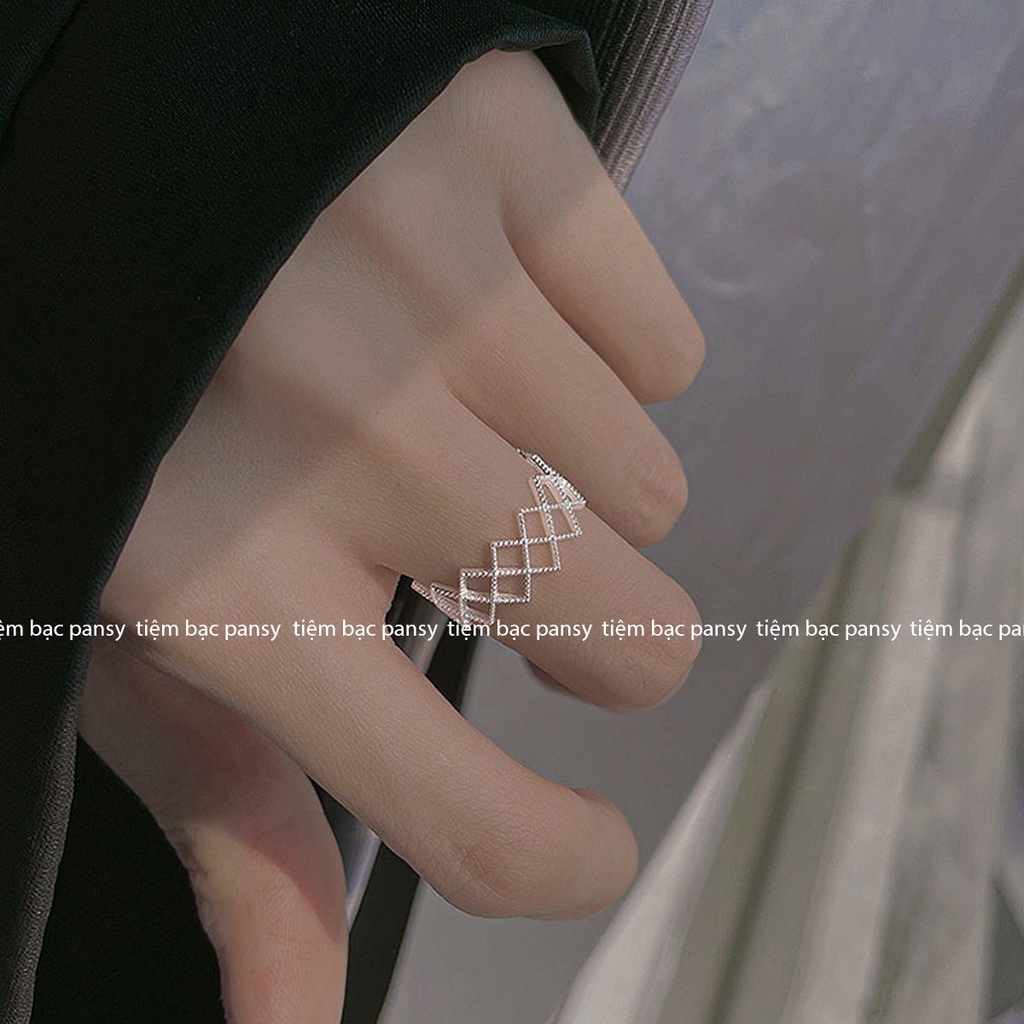 Nhẫn bạc nữ PANSY thiết kế hình lưới trendy - Nhẫn nữ bạc ta cao cấp cá tính