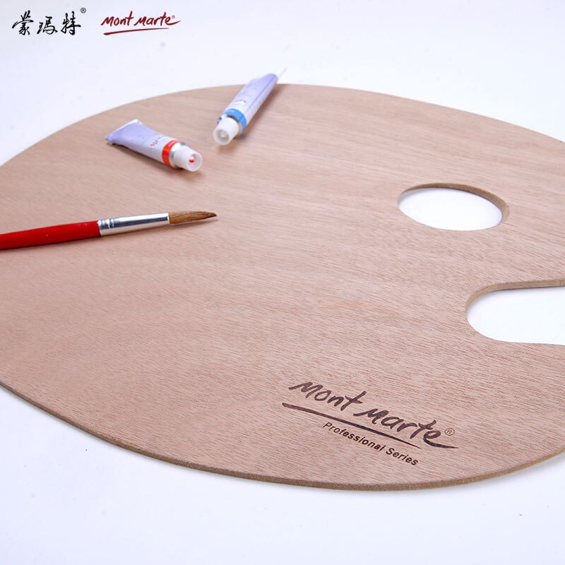 Bảng pha màu gỗ Mont Marte Oval Wood Palette 30x38cm