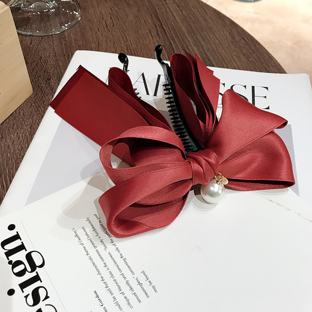 Kẹp Tóc Nơ Đính Ngọc Trai Giả Thời Trang Cho Nữ