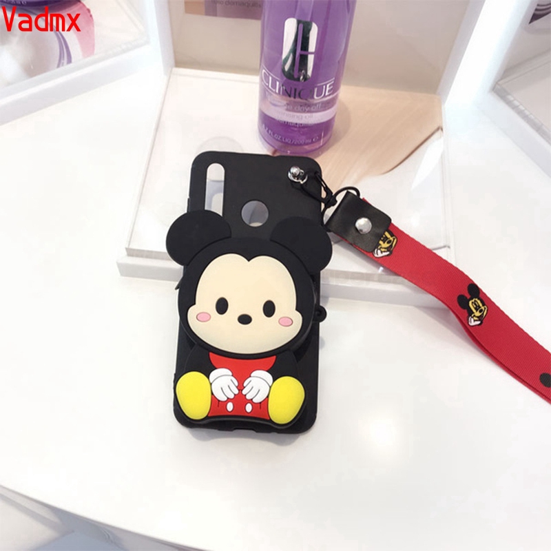 Ốp điện thoại mềm hình Doraemon Stitch Mickey Minnie có ví đựng tiền dành cho Xiaomi Redmi 6 6A 5 5A 5 Plus