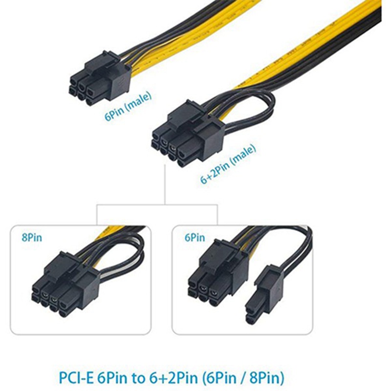 Set 6 Dây Cáp Nguồn 6-pin Pci-E Sang 8-pin (6 + 2) Pci-E (Male) Gpu Power Cord 50cm Cho Card Hình Ảnh | BigBuy360 - bigbuy360.vn