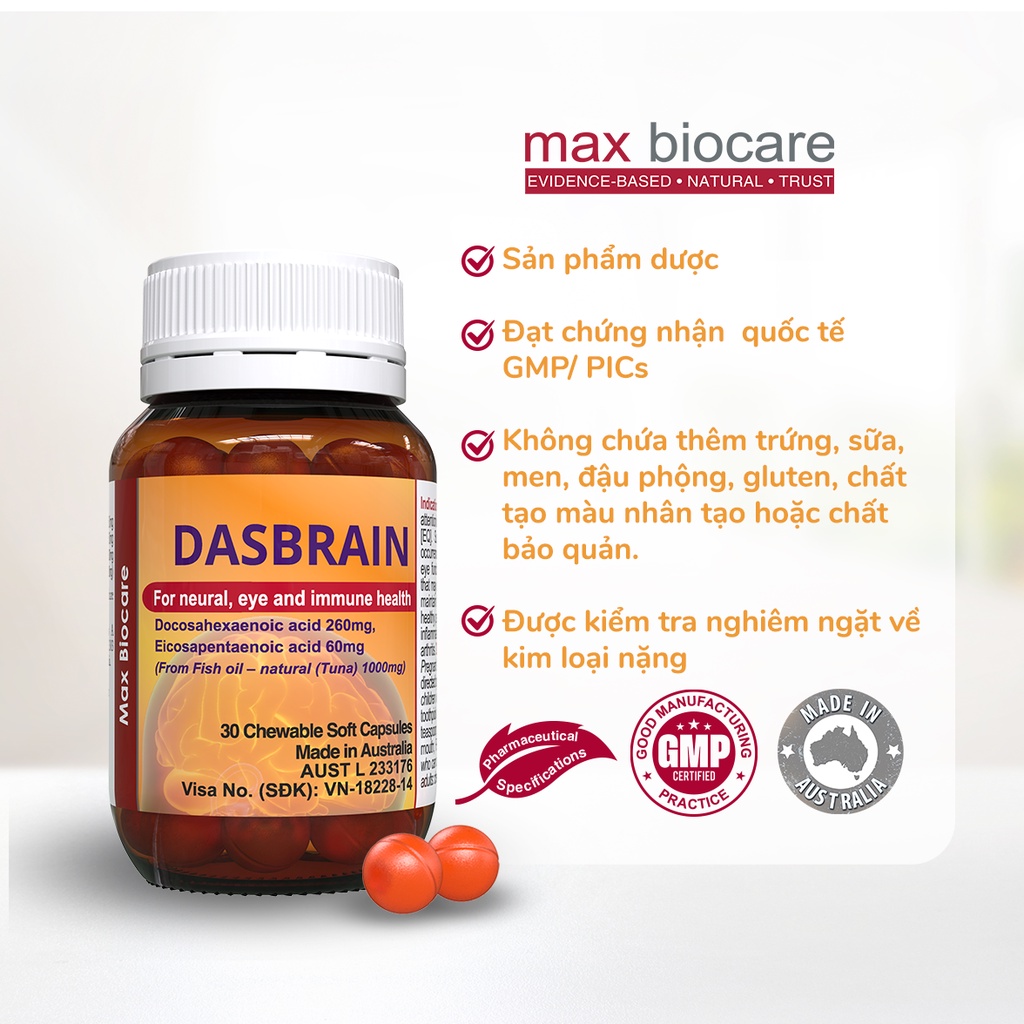 (Date 2026)Dasbrain - Omega 3 Cho Sức Khoẻ Não, Mắt, Hệ Miễn Dịch