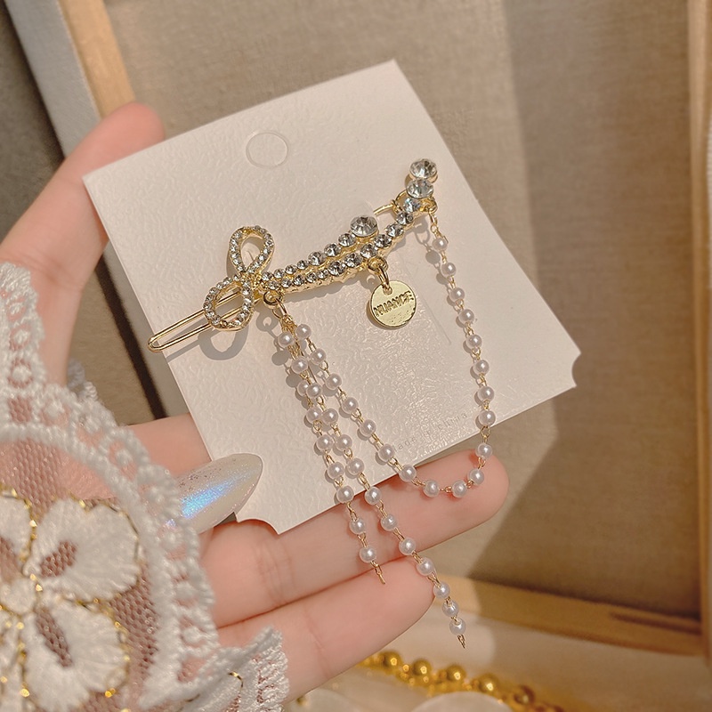 Kẹp Tóc Kim Loại Đính Đá Và Ngọc Trai Giả Xinh Xắn Cho Nữ