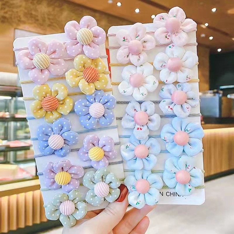 Dây Buộc Tóc Cao Su Bọc Vải Họa Tiết Hoa Đơn Giản Thời Trang Hàn Quốc Dễ Phối Đồ