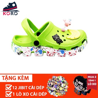 dép khủng long đế họa tiết màu xanh nõn chuối 💖FREESHIP💖dép cross bít đầu XANH LÁ DUVXL