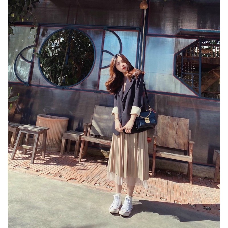 Khoác Vest Blazer 2 Lớp Túi Đắp Có Size 2Màu( SẴN/ẢNH THẬT)