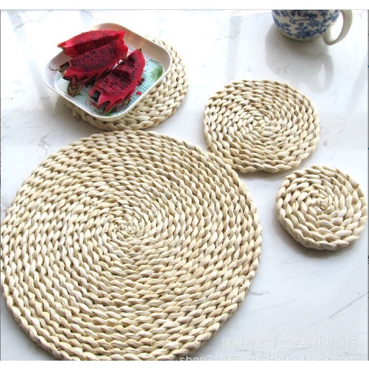 THẢM CÓI TRÒN phụ kiện trang trí chụp ảnh sản phẩm. Tấm lót cách nhiệt thảm lục bình decor bàn ăn, bình hoa