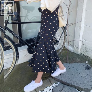 Set áo blouse + chân váy chấm bi