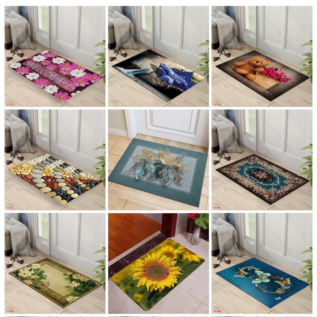 Thảm Lau Chân 3D Cao Cấp Thấm Nước Chống Trượt KT 40x60cm