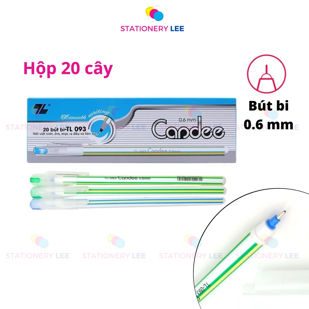 Bút bi đùn ngòi 0.6 mm Candee TL-093 (Hộp 20 cây)