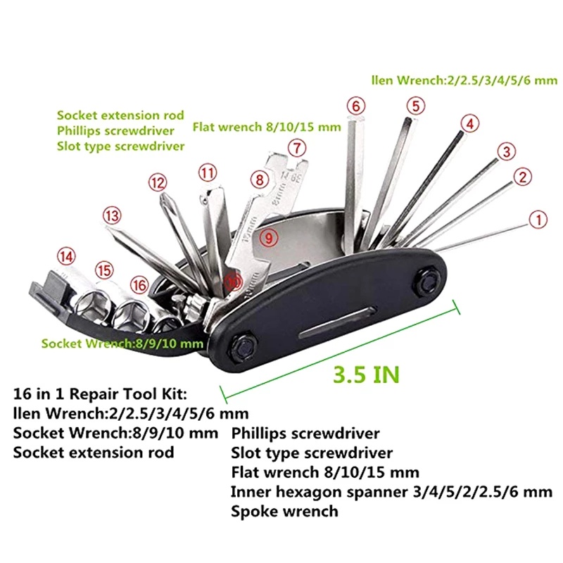 Cờ Lê Lục Giác 15 Trong 1 Bằng Thép Đa Năng Dùng Sửa Chữa Xe Đạp