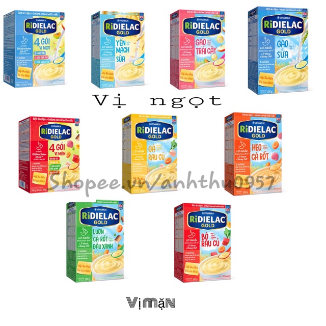 Bột ăn dặm VINAMILK RIDIELAC 6-24 tháng tuổi 9 vị hộp giấy 200g