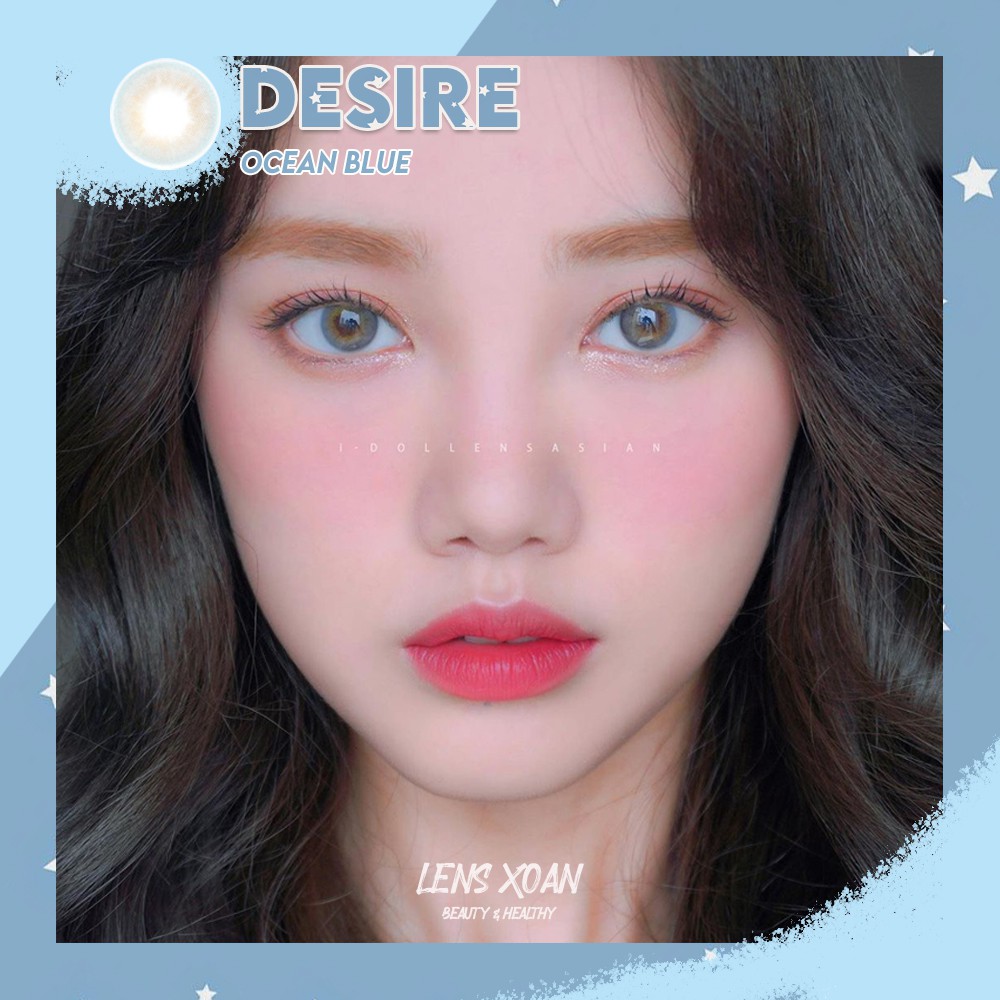 [Mã SKAMA8 giảm 8% đơn từ 300k] KÍNH ÁP TRÒNG DESIRE OCEAN BLUE CỦA IDOL LENS: LENS XANH DƯƠNG TRONG NHẸ| LENS XOẮN)