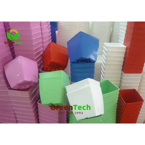 [ Giá Sỉ }Chậu Nhựa Vuông Bầu Nhiều Màu Trồng Cây (Chọn Size)