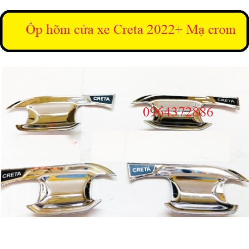 Ốp hõm, chén cửa xe Hyundai Creta 2022+ chất liệu mạ crom cao cấp