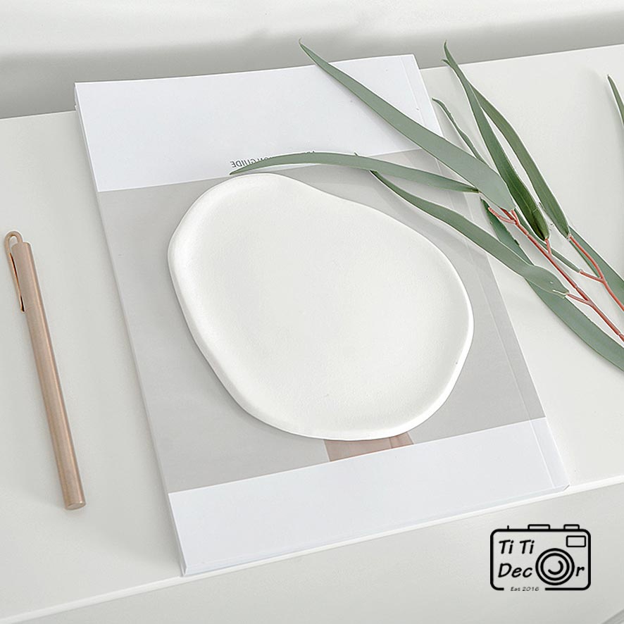 Dĩa Sứ Trắng TiTi Decor Đựng Trang Sức, Mỹ Phẩm Phong Cách Bắc Âu