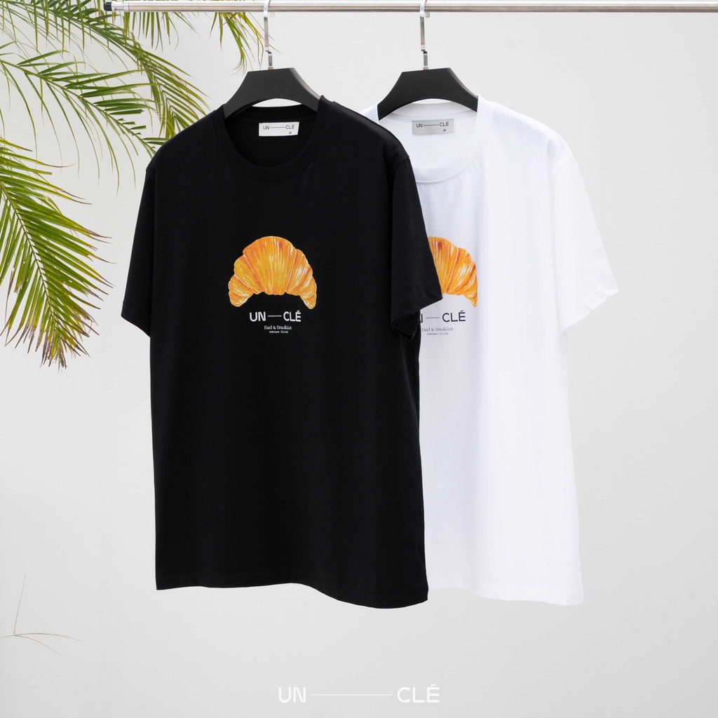 Áo phông ngắn tay họa tiết 2 màu UNCLÉ Croissant