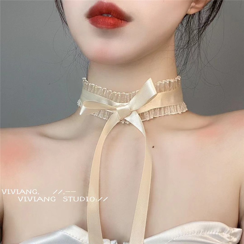Vòng cổ dạng chocker ren đính nơ quyến rũ VC106