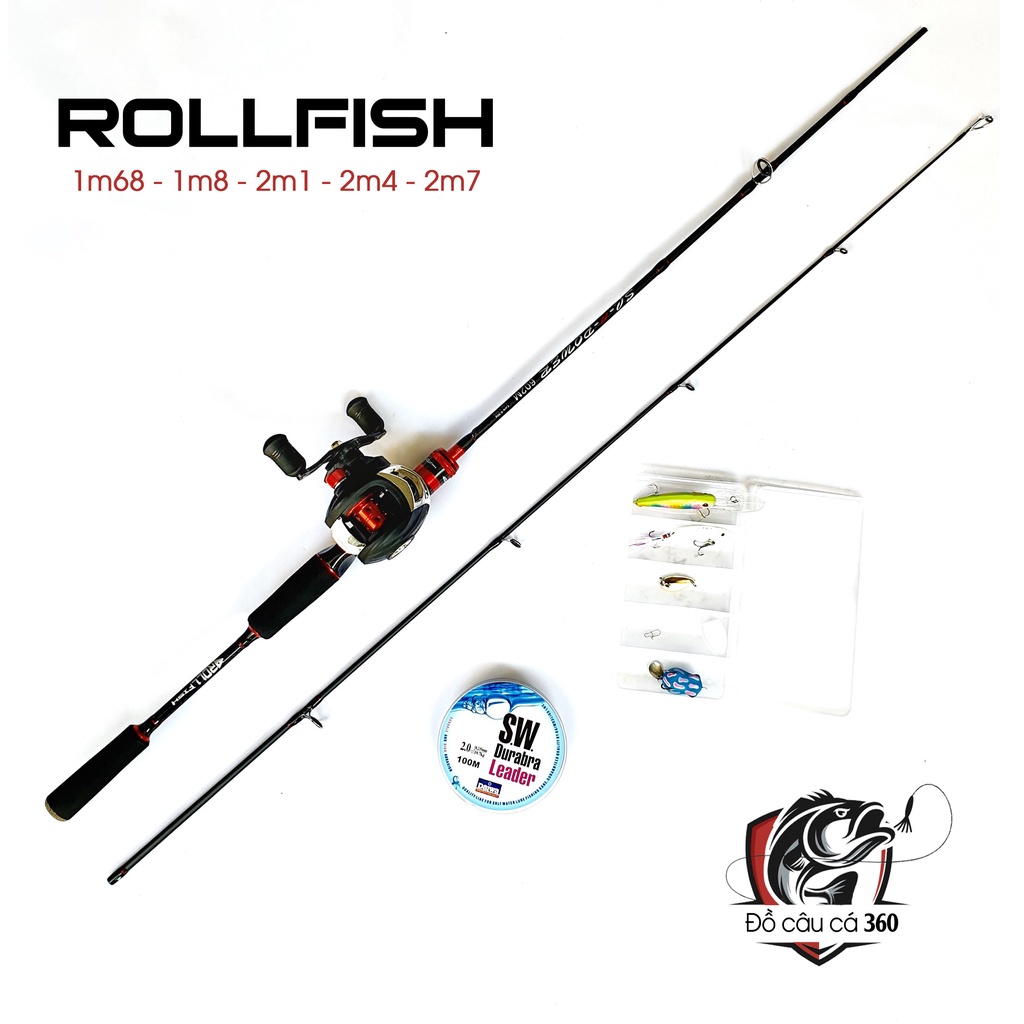 Bộ Cần Câu Lure Rollfish Máy Ngang Tặng Kèm Dây Câu Và Hộp Mồi B-lu-NG901 Cần Câu Máy Cao Cấp