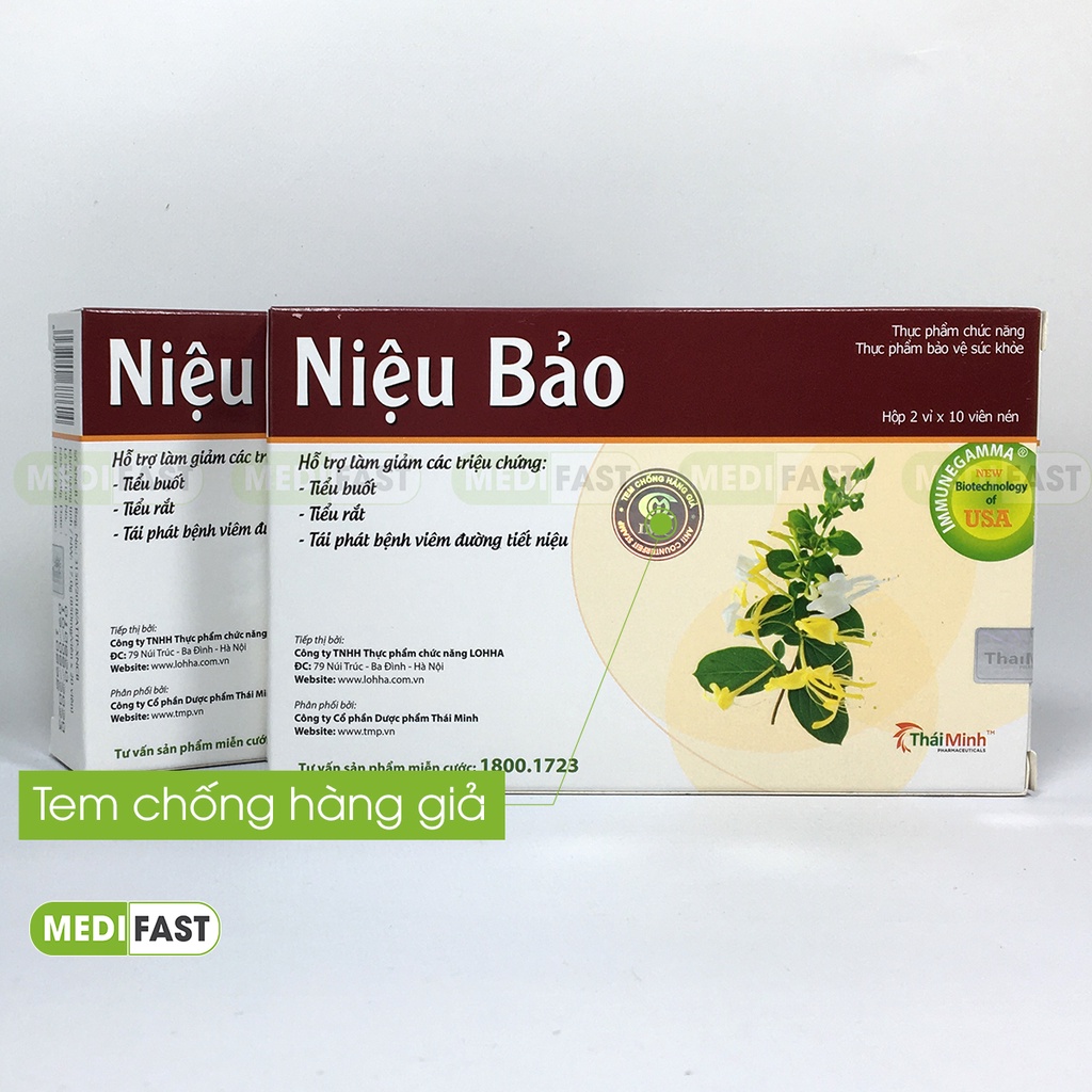 Niệu Bảo - Viên lợi tiểu, hỗ trợ giảm tiểu buốt - Hộp 20 viên từ thảo dược kim tiền thảo và kim ngân hoa