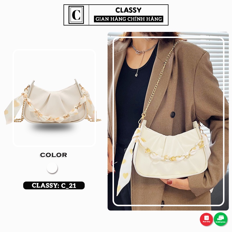 Túi Xách Nữ Đeo Chéo Đẹp Cute Da Mềm Màu Trắng Cao Cấp Kiểu Dáng Hàn Quốc Dễ Thương Giá Rẻ CLASSY _C21
