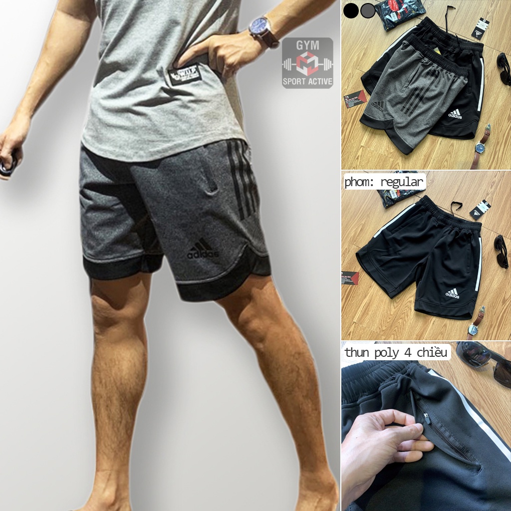 Quần short nam quần đùi thể thao tập gym nam short Adidas thun 4 chiều ( ảnh , video thực tế )