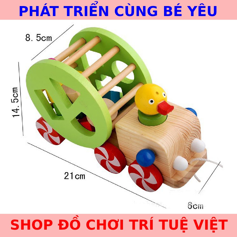 ✅PHÁT TRIỂN IQ CHO BÉ✅ ĐỒ CHƠI GỖ_THẢ HÌNH VÀO XE VỊT KÉO NHIỀU MÀU SẮC