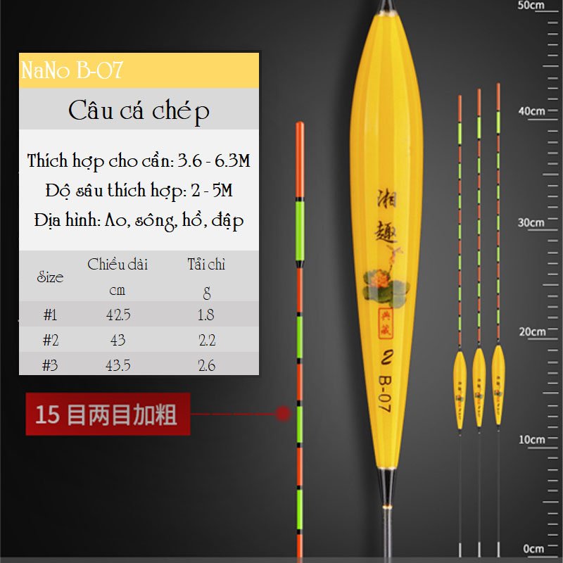 Bộ 12 phao câu đài nano màu vàng - Hộp phao câu đài