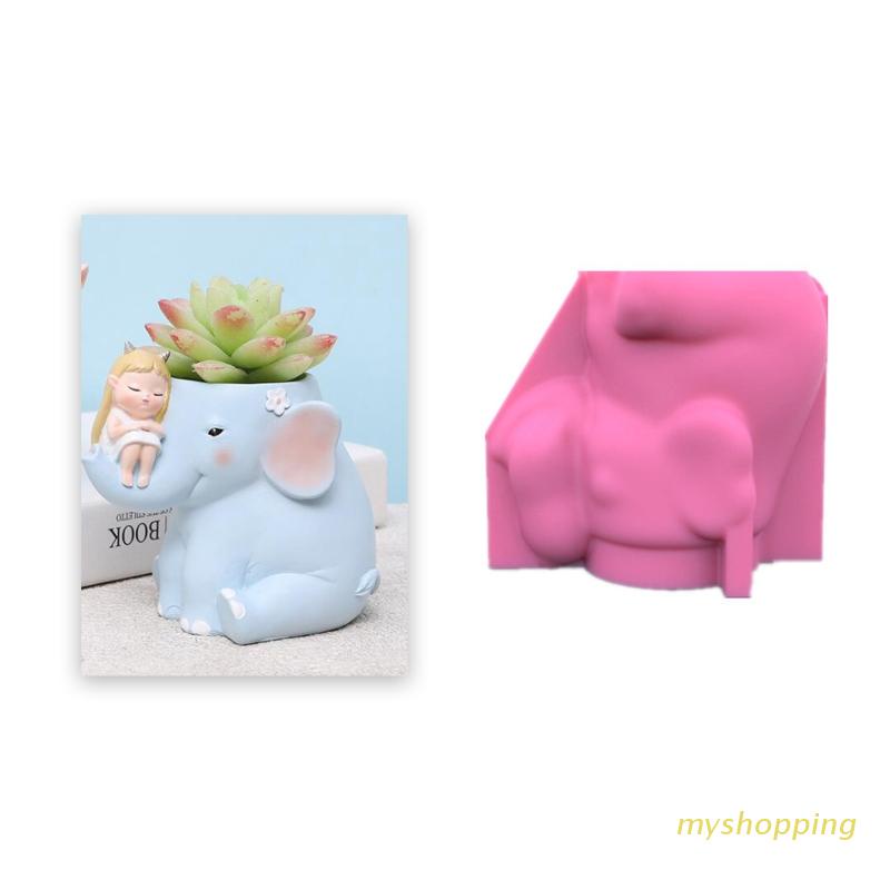 Khuôn silicon dùng tự làm hộp cắm bút hình chú voi dễ thương trang trí nhà cửa/ văn phòng