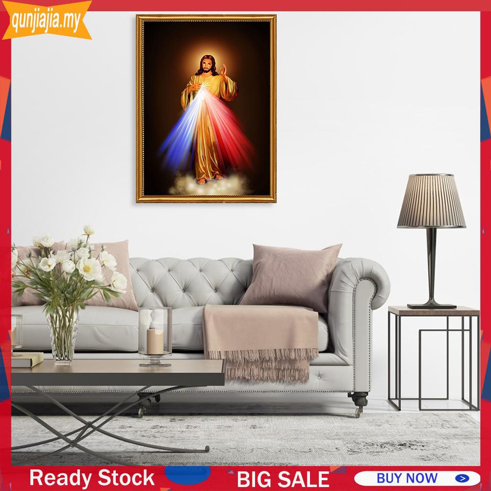 Tranh Vải Canvas Treo Tường Trang Trí Hình Chúa Jesus Mona Lisa Kiểu Vintage