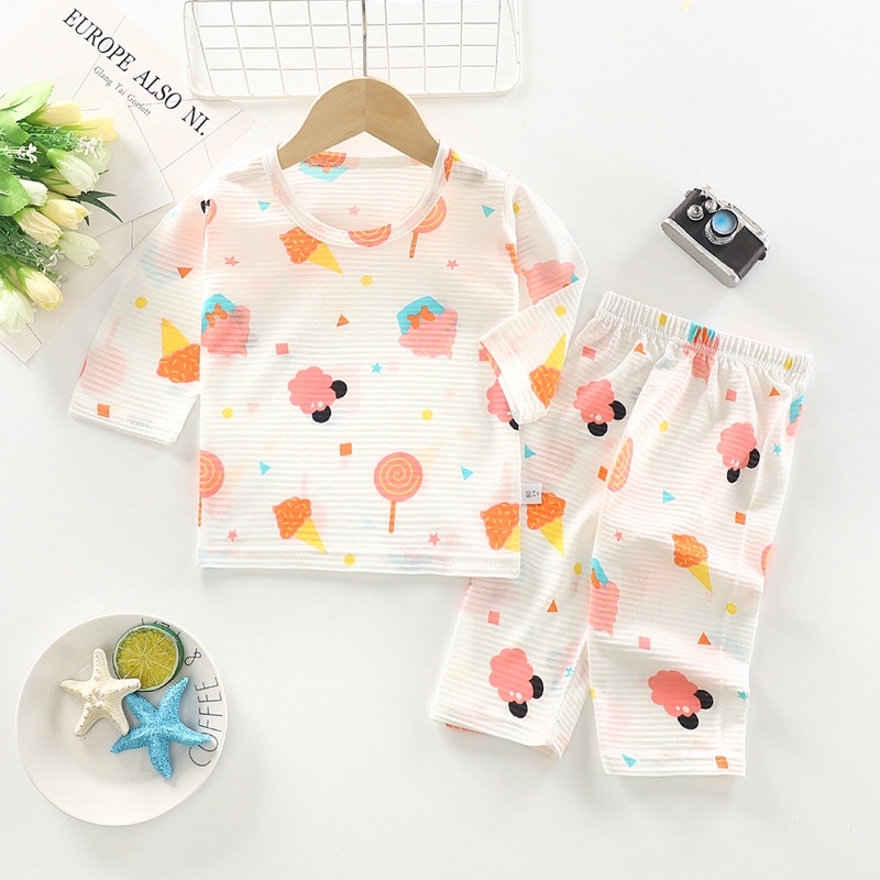 Bộ lửng sợi tre cho bé, vải mềm mịn , thích hợp nằm điều hoà, thời tiết mát mẻ