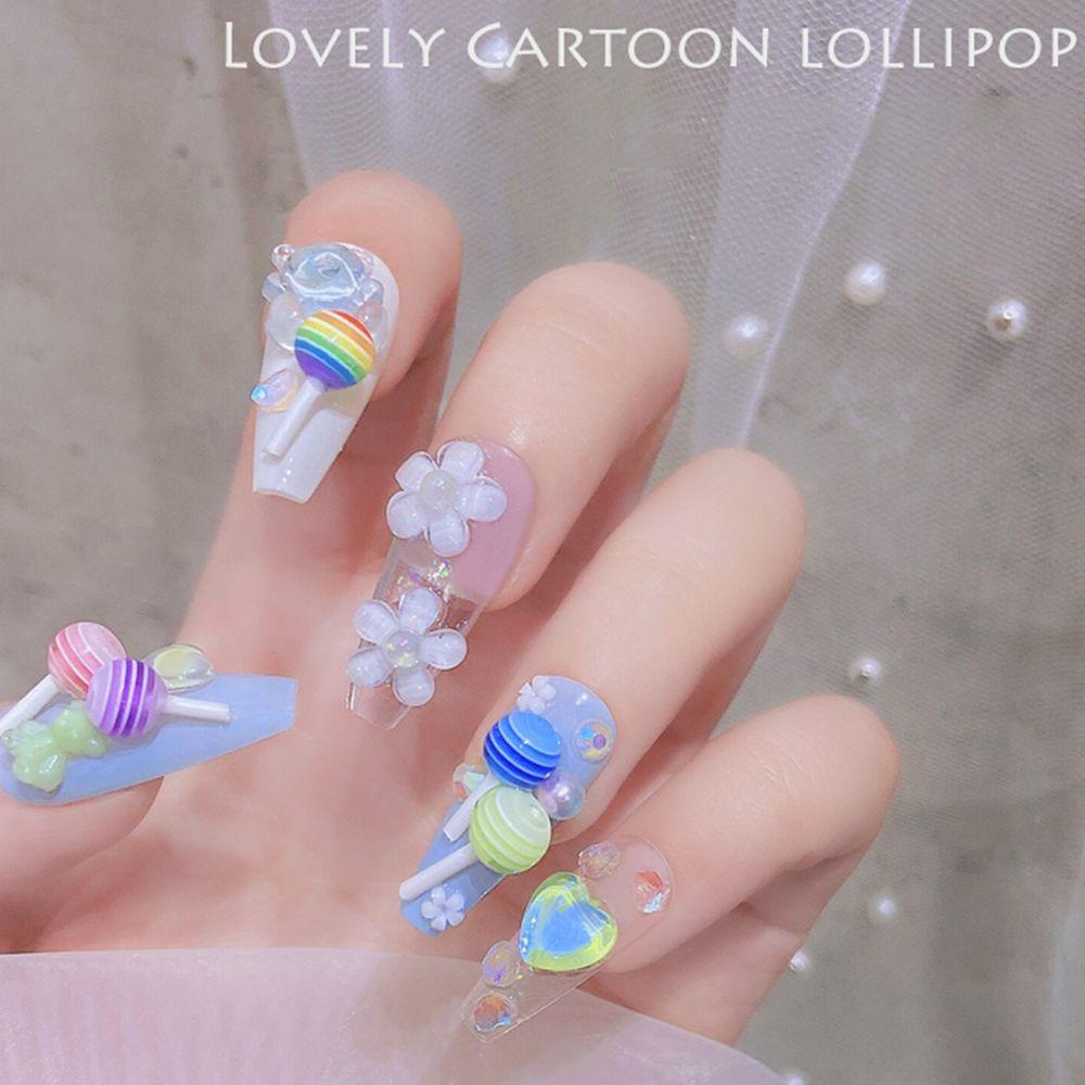 Set 20 Phụ Kiện Trang Trí Móng Acrylic Hình Kẹo Mút DIY