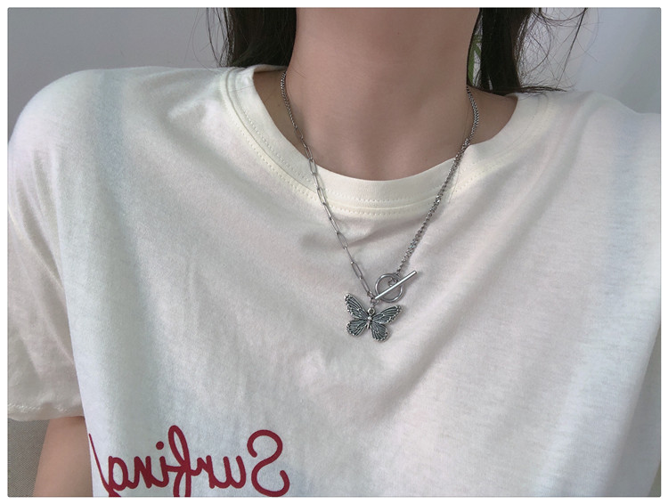 Vòng tay/ dây chuyền bằng kim loại mặt hình bướm thời trang Hàn Quốc