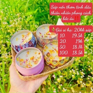 Lọ nến thổ cẩm thơm hoa khô thiên nhiên