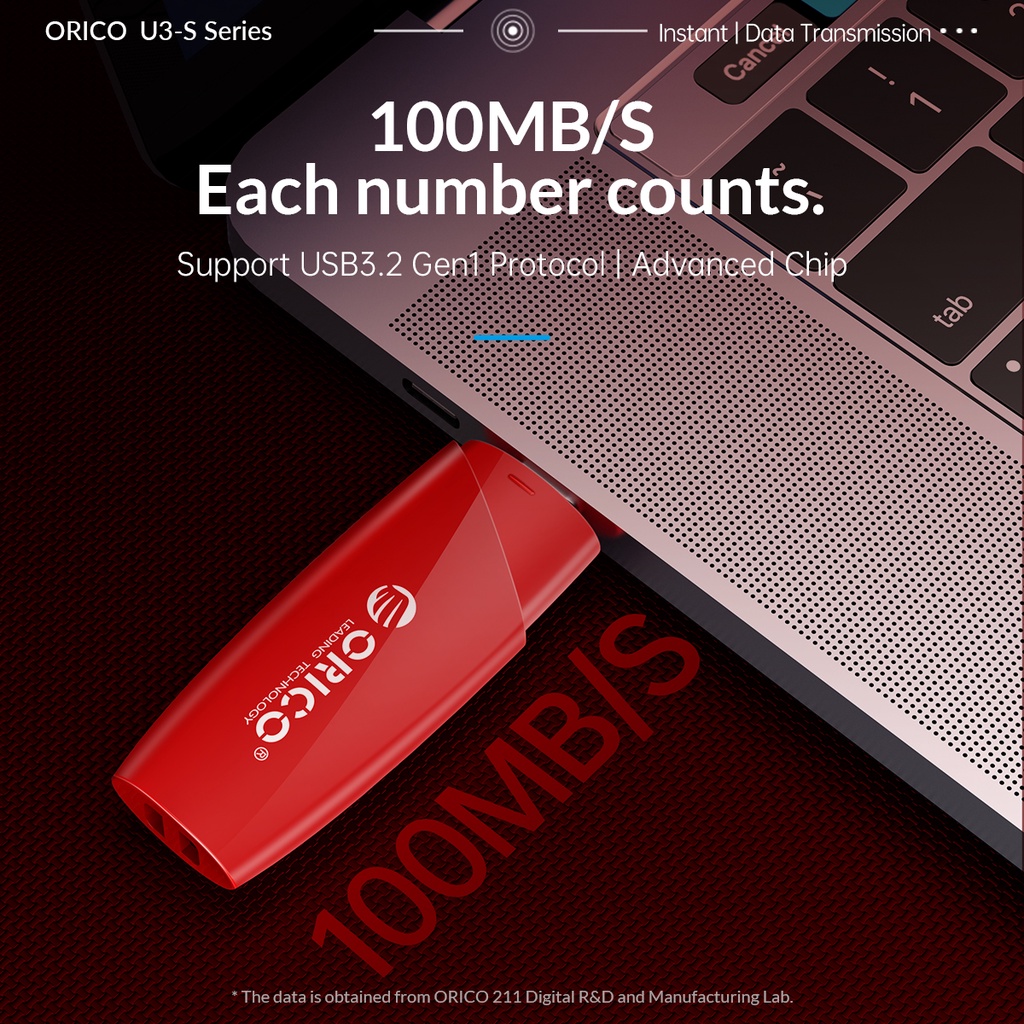 Ổ Đĩa Flash USB 2.0 ORICO 32GB Chất Liệu ABS Màu Đen Và Đỏ Dành Cho Máy Tính / TV / Xe Hơi U2-S