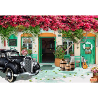 Tranh dán tường 3D trang trí quán trà chanh, trà sữa, cafe, cửa hàng