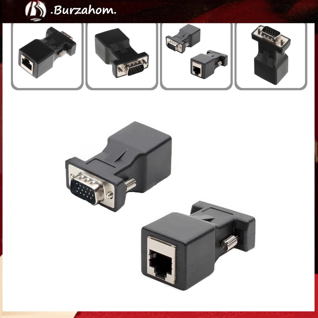 Set 2 đầu nối dây cáp mạng LAN 15 Pin VGA Male sang RJ45 Female