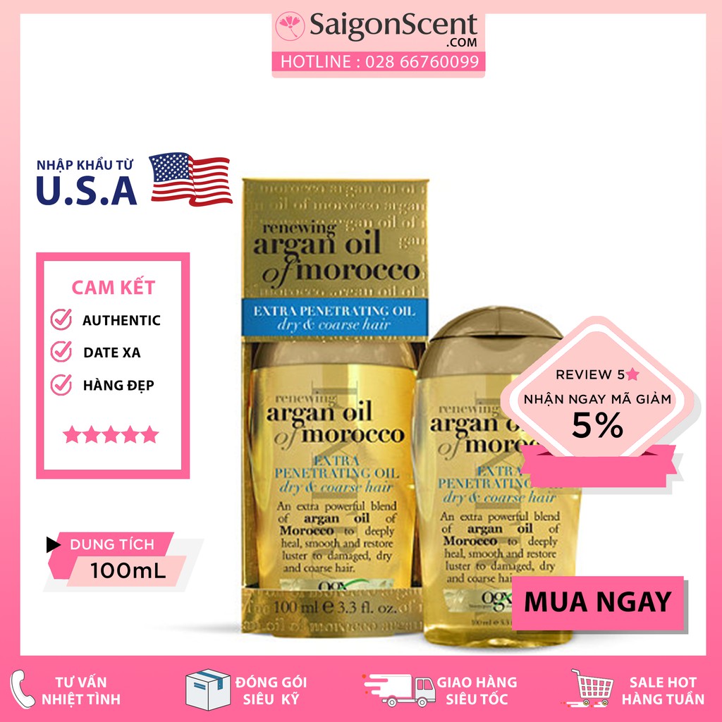 Dầu dưỡng tóc OGX Renewing Argan Oil of Morocco Penetrating Oil  – 100mL