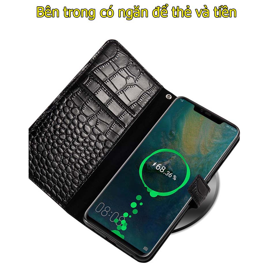 Bao da iPhone 12 pro max/ 11 Pro Max / xs max/xs dạng ví da bò vân cá sấu cao cấp | BigBuy360 - bigbuy360.vn