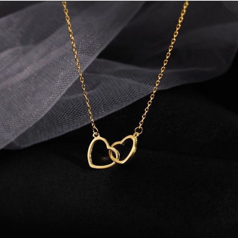 Vòng Cổ Choker Mặt Hình Trái Tim Đôi Thời Trang Đơn Giản Dành Cho Nữ / Phụ Kiện Làm Quà Tặng Cho Bạn Gái