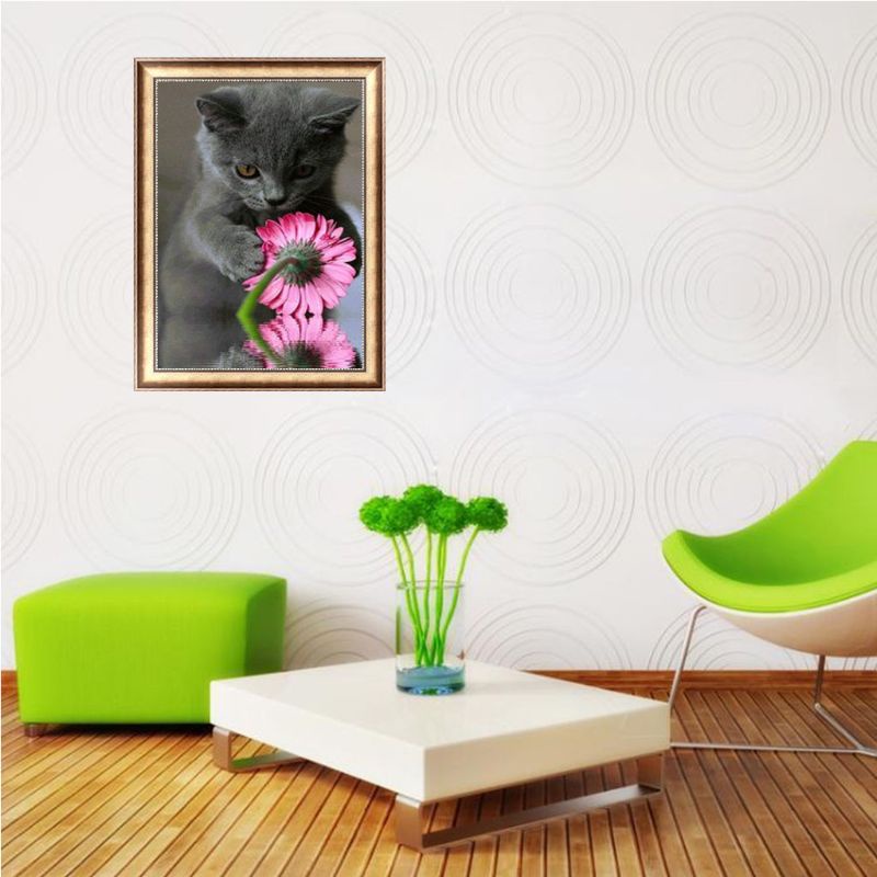 Bộ Tranh Đính Đá 5D Tự Làm Hình Mèo Dễ Thương