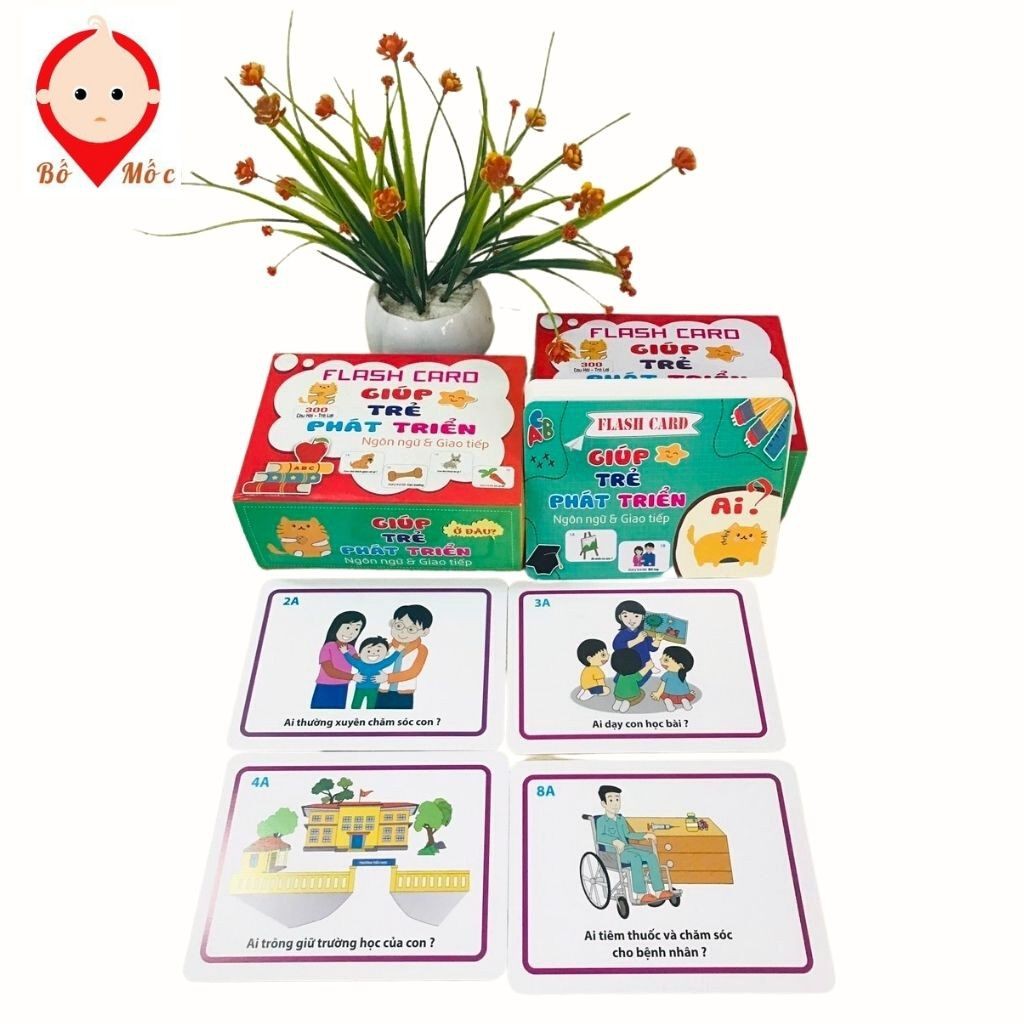 Bộ Thẻ FlashCard 300 Câu Hỏi Và Trả Lời Cỡ To Cho Bé Kích Thích Phát Triển Ngôn Ngữ Tư Duy Thông Minh - Shop Bố Mốc